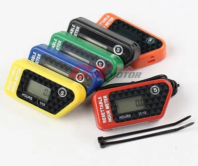 Black waterproof digital LCD maintenance timer for vehicles and equipment