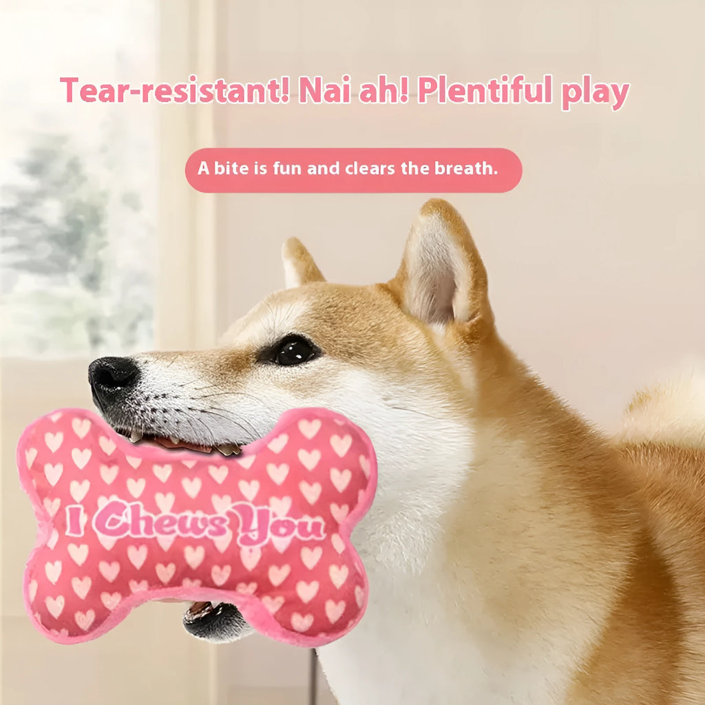 PP material dog chew toy in bone powder colour with textured surfaces for tooth cleaning