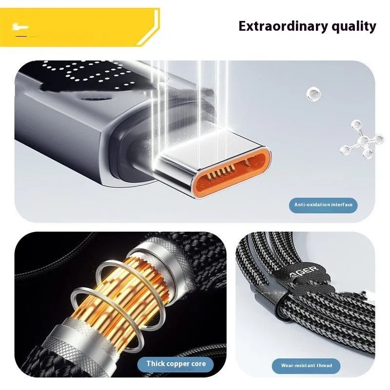 USB-C digital display data cable in aluminium alloy, silver grey, shown in 1m and 2m lengths