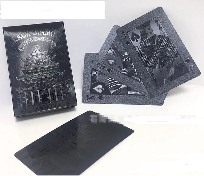 Black Diamond waterproof plastic poker cards with gold foil detail for poker table and party play