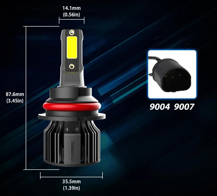 Car LED headlight bulb 6000K white light kit with adjustable chuck and IP68 waterproof rating