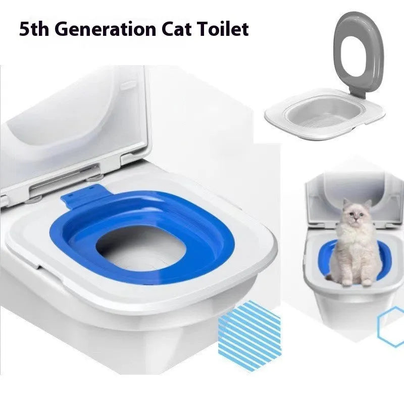 Fifth-generation cat toilet trainer with removable mat in ABS plastic for kitten litter training
