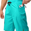 Men's solid colour quick-drying beach shorts in straight cut, shown in one of nine available colours