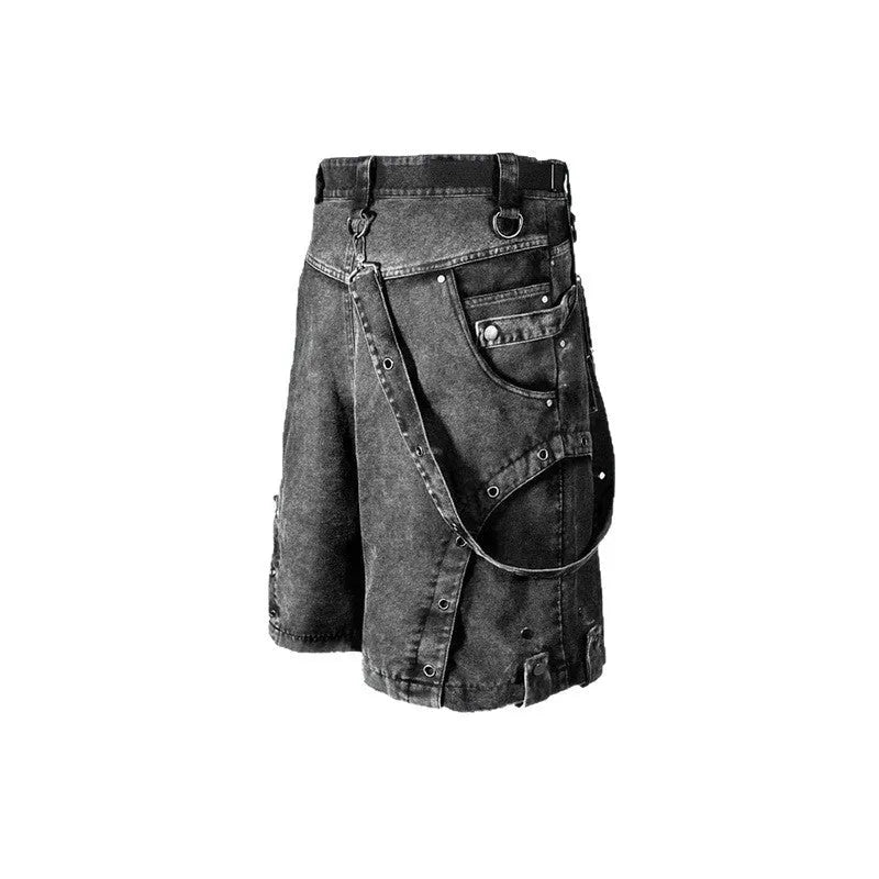 Women's loose fit high waist denim shorts in a washed retro style for summer.