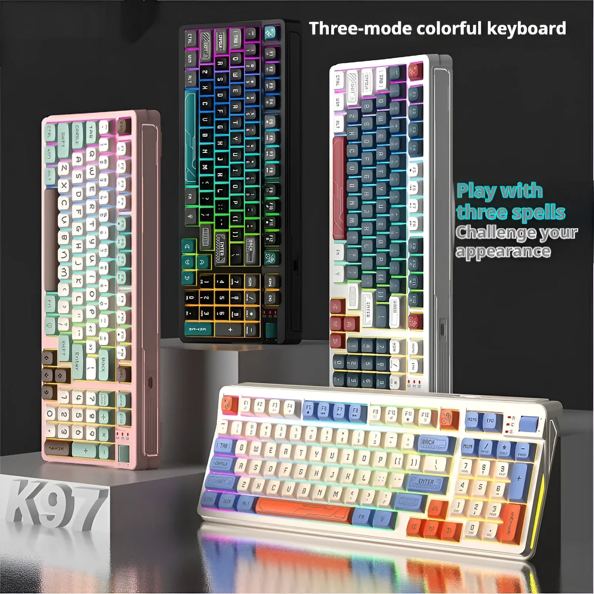 Glowing machinery-effect computer desk pad with LED lighting in universal size