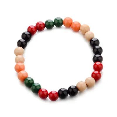 Natural stone beaded bracelet with lava stone beads for essential oil diffusion, ethnic unisex style.