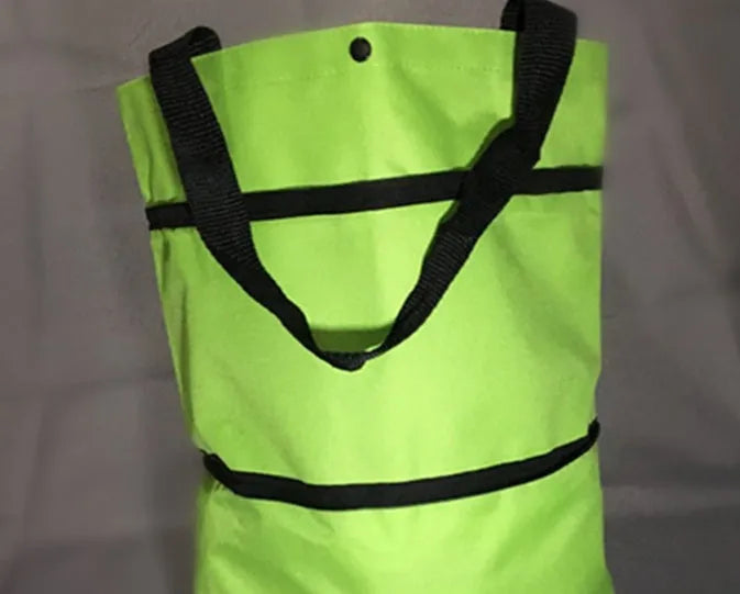Foldable tug bag shopping cart in Oxford cloth with metal bracket, 10kg load, 45x40x14cm, sapphire blue red green orange
