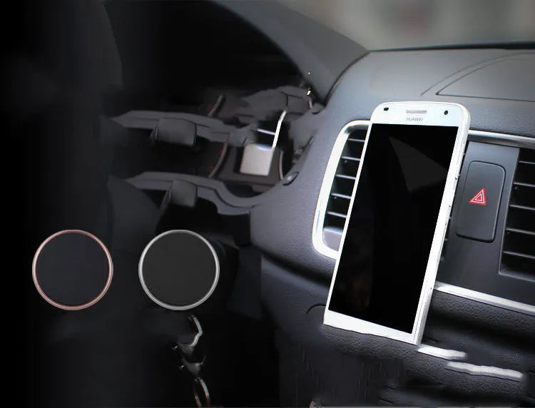 Magnetic car air vent phone holder in black, diamond gold, rose gold and silver, no glue, one-handed use