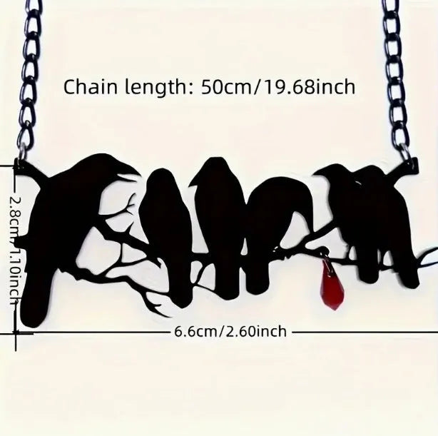 Black electroplated crow necklace with cross chain design for hip hop gothic styling