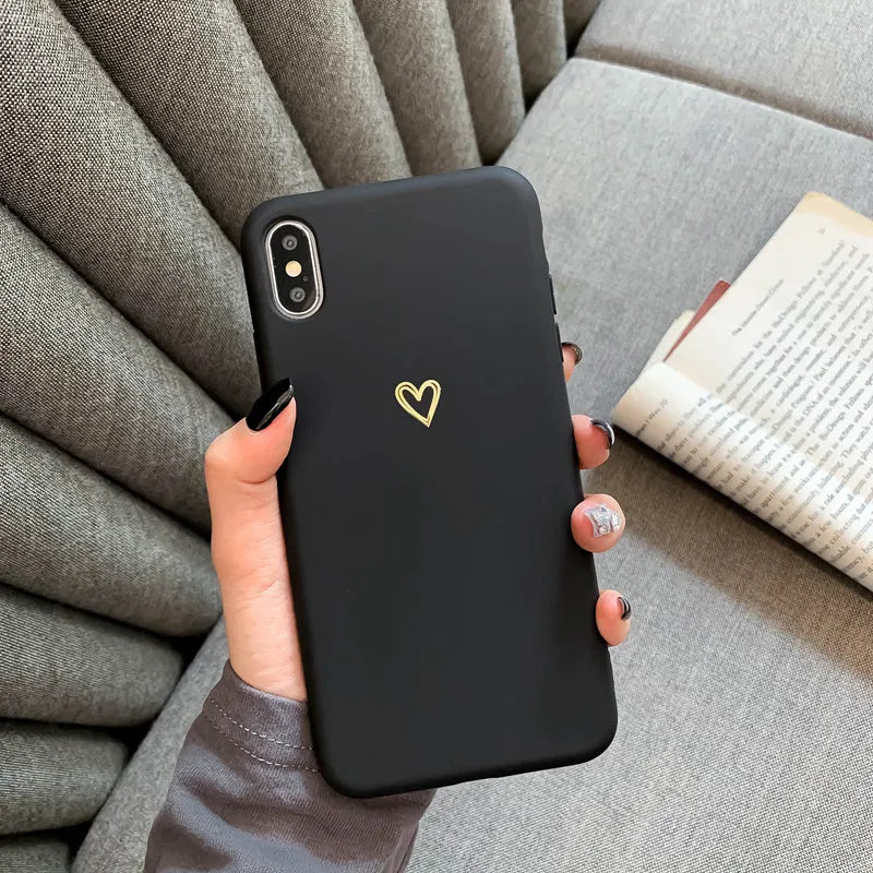 TPU painted love phone case in red love variant for iPhone showing simple love pattern on back