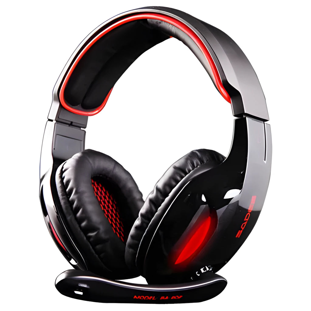 Black SADES SA 902 wired USB gaming headset with over-ear cups and lighting.