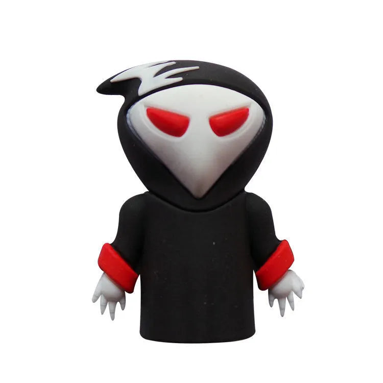 Halloween-themed skull cartoon USB flash drive with a small metal chain attached.