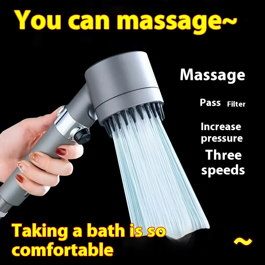 Portable strong boost bathroom shower head with three adjustable spray functions