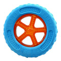 TPR squeaky dog toy set with ball, tires, and barbell floating in water