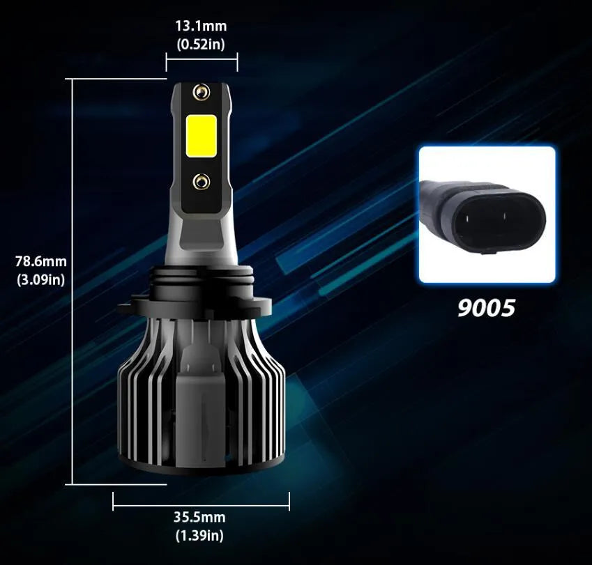 Car LED headlight bulb 6000K white light kit with adjustable chuck and IP68 waterproof rating