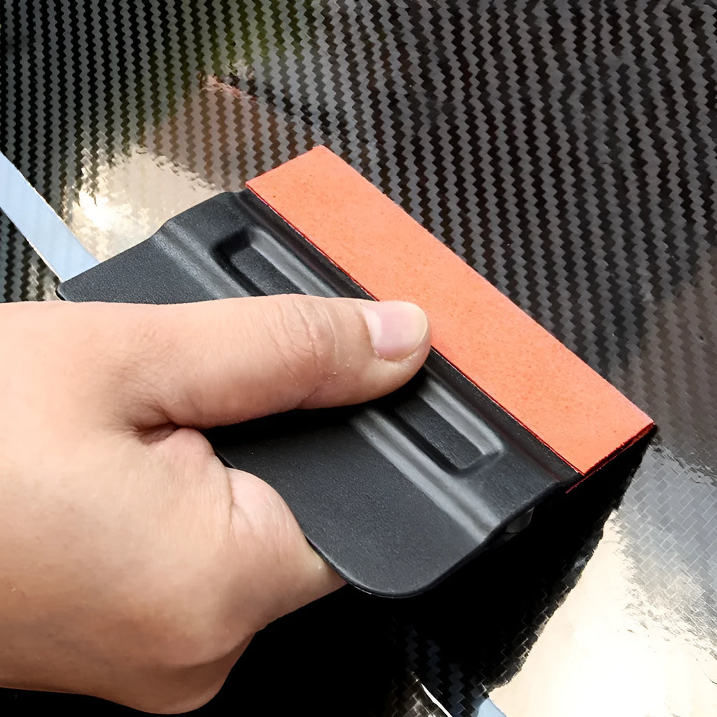 Car film scraper tool with magnetic attachment and multiple scraping head options