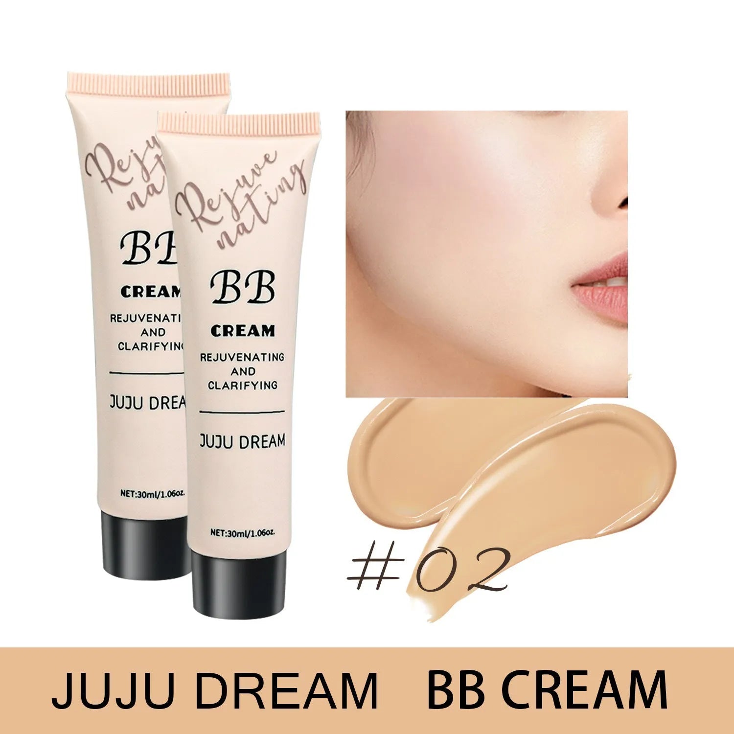 Brightening skin colour BB cream 30ml in five shades with waterproof smear-proof formula