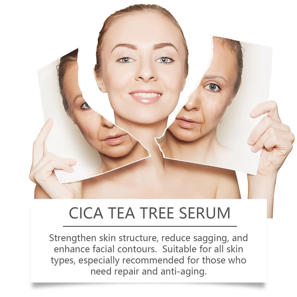 Blue glass bottle containing 30ml Centella Asiatica firming care solution serum for facial hydration