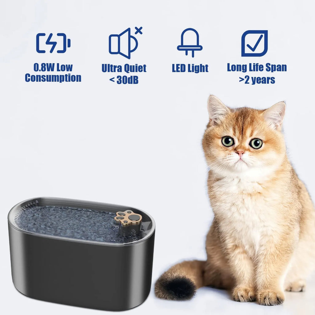 Berlin blue automatic pet water fountain with LED light indicator and triple filtration system