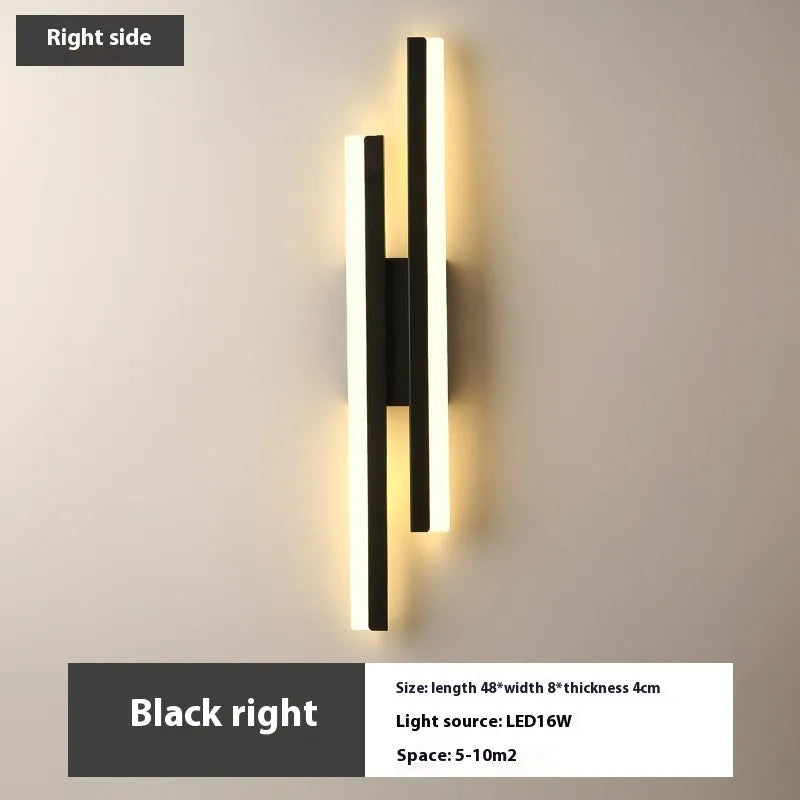 Scandinavian minimalist LED wall light with acrylic shade in black or gold finish, 50cm length