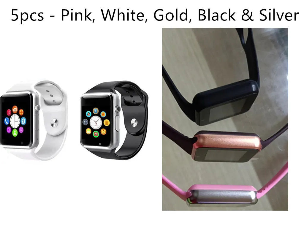 A1 Smart Watch with 1.54-inch touchscreen in black, silver, white, gold, pink, red, green or blue colour options