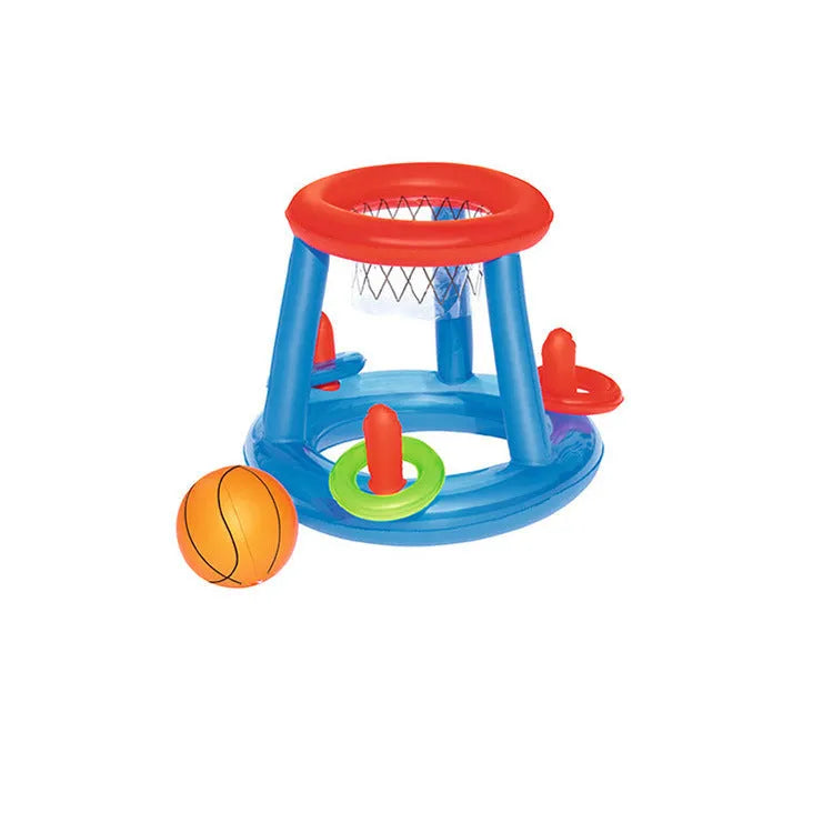 Inflatable basketball hoop in PVC for water shooting game, 61cm size with three rings and basketball