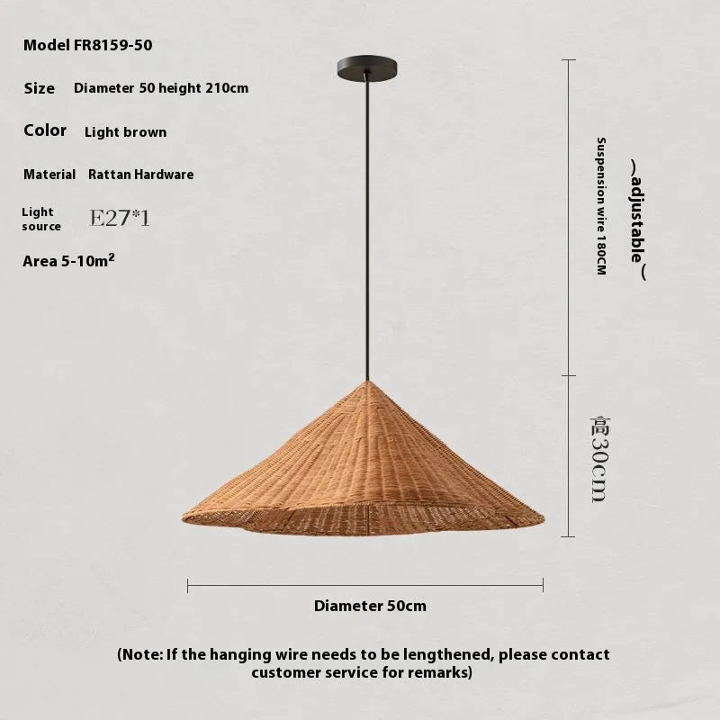 Silent Style woven rattan ceiling pendant lamp in a natural zen design.