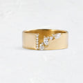 Gold-colour women's ring with zircon detailing showing electroplated finish and sizing options
