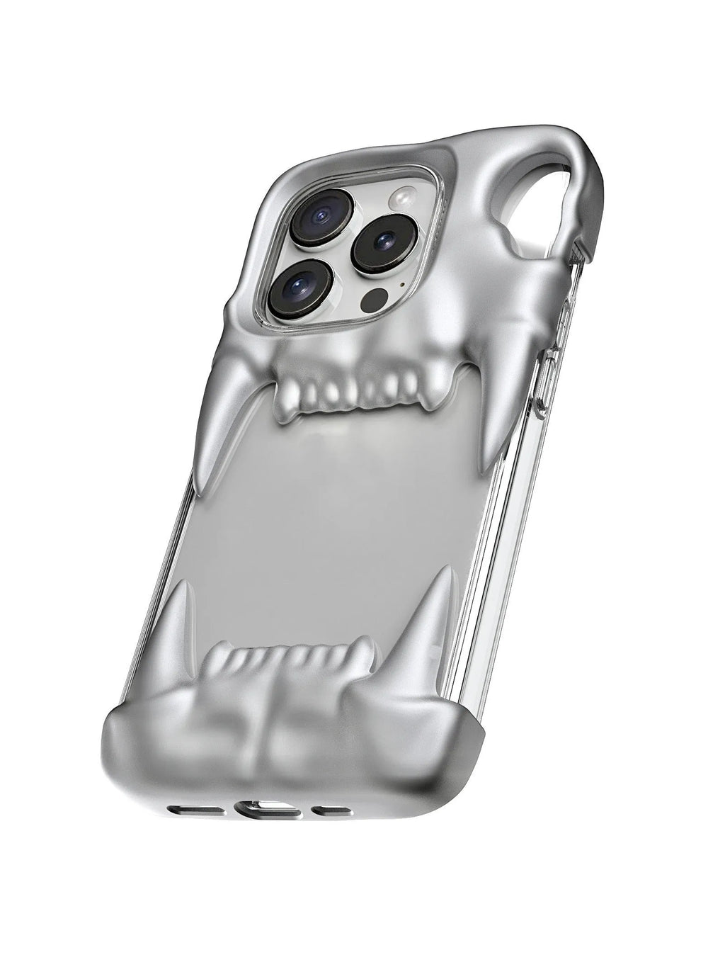 Silicone mobile phone case with full transparent inner shell for iPhone in metallic silver