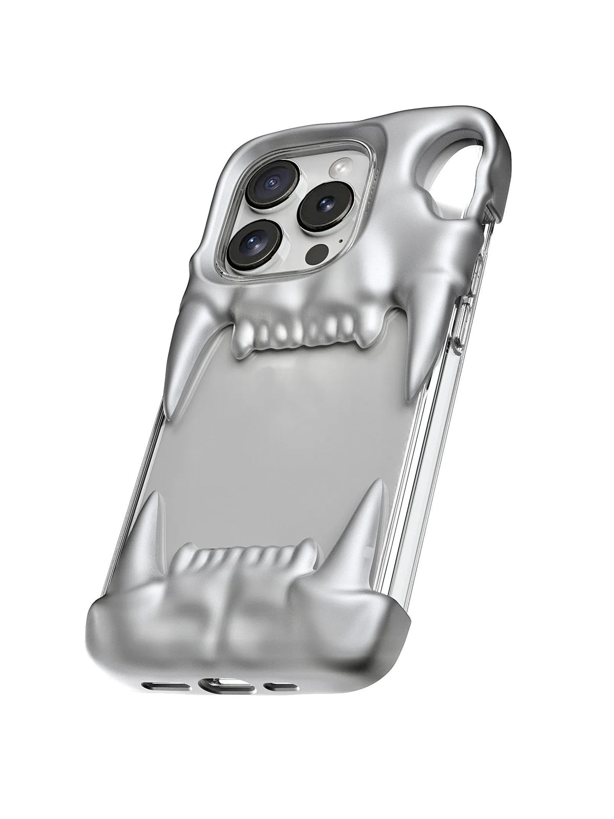 Silicone mobile phone case with full transparent inner shell for iPhone in metallic silver