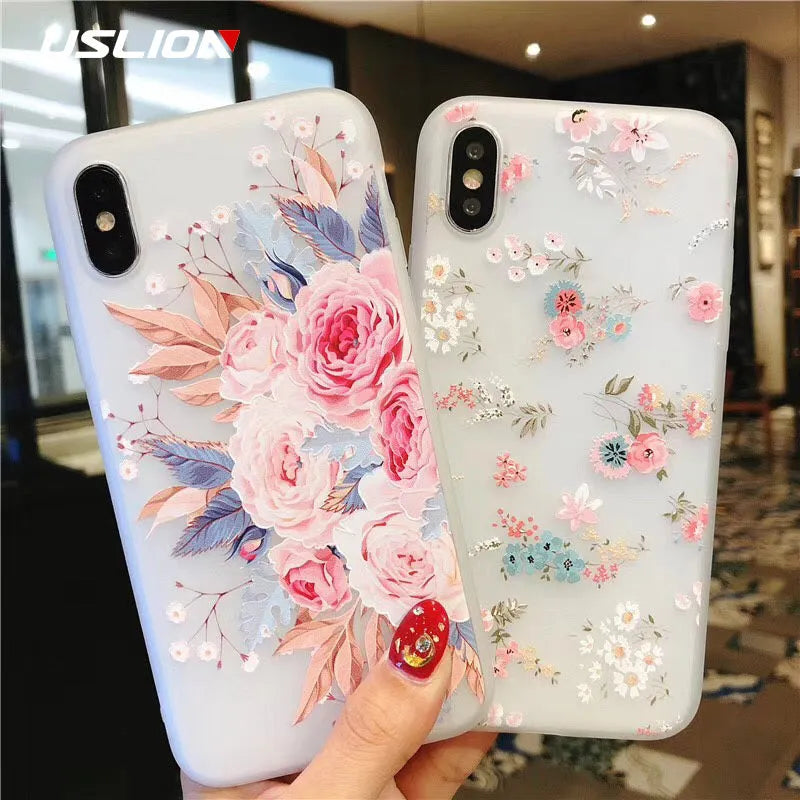 TPU phone case with broken flowers and fruits gold foil epoxy design back cover