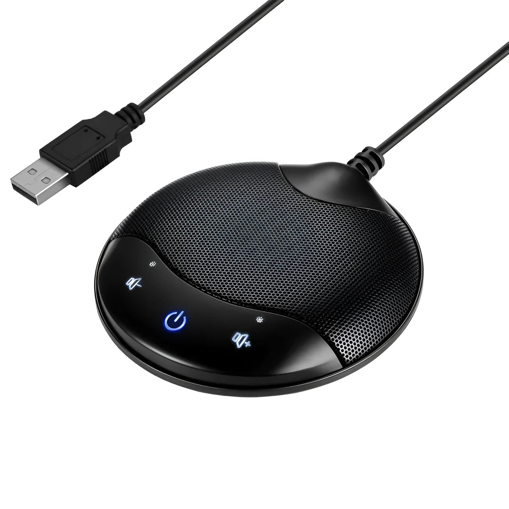 Black USB condenser microphone for computer voice recording and conference calls