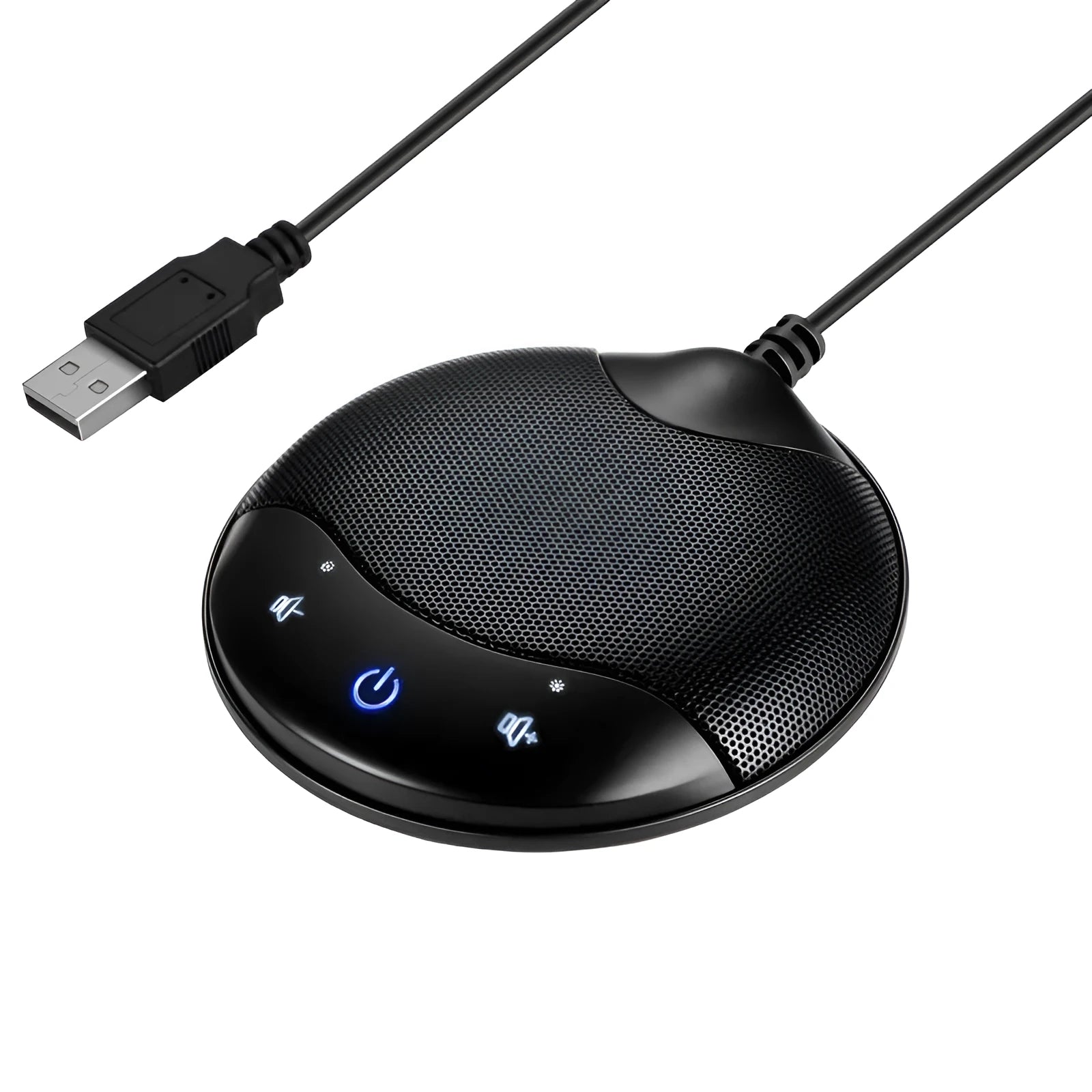Black USB condenser microphone for computer voice recording and conference calls