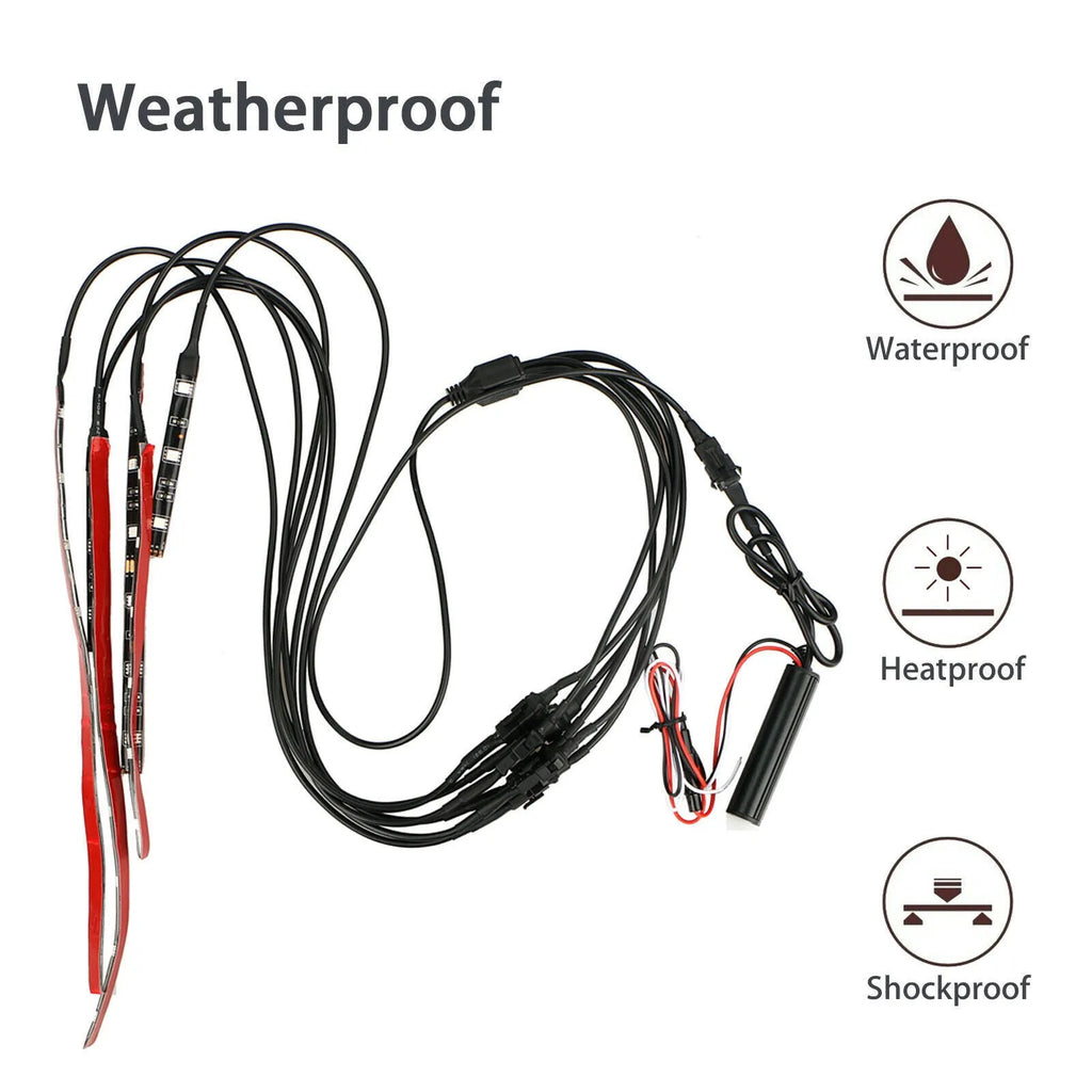 Motorcycle and car modified RGB LED atmosphere light bar with remote control and silicone construction