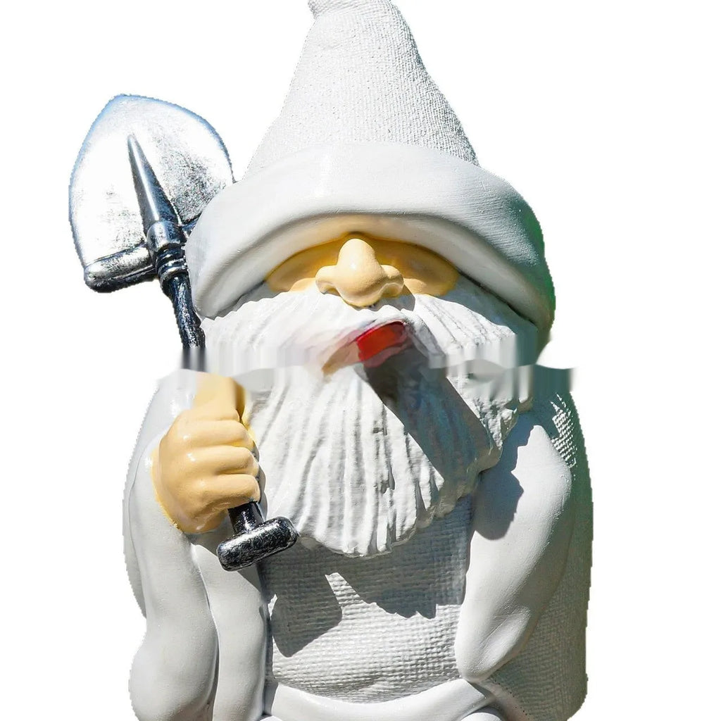 Christmas resin ornament with smoking shovel dwarf design for garden decoration