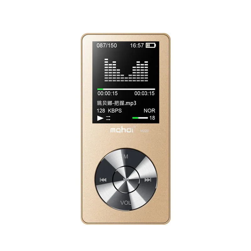 Gold silver black MP3 lossless music player with 1.8 inch screen and Walkman recorder functionality