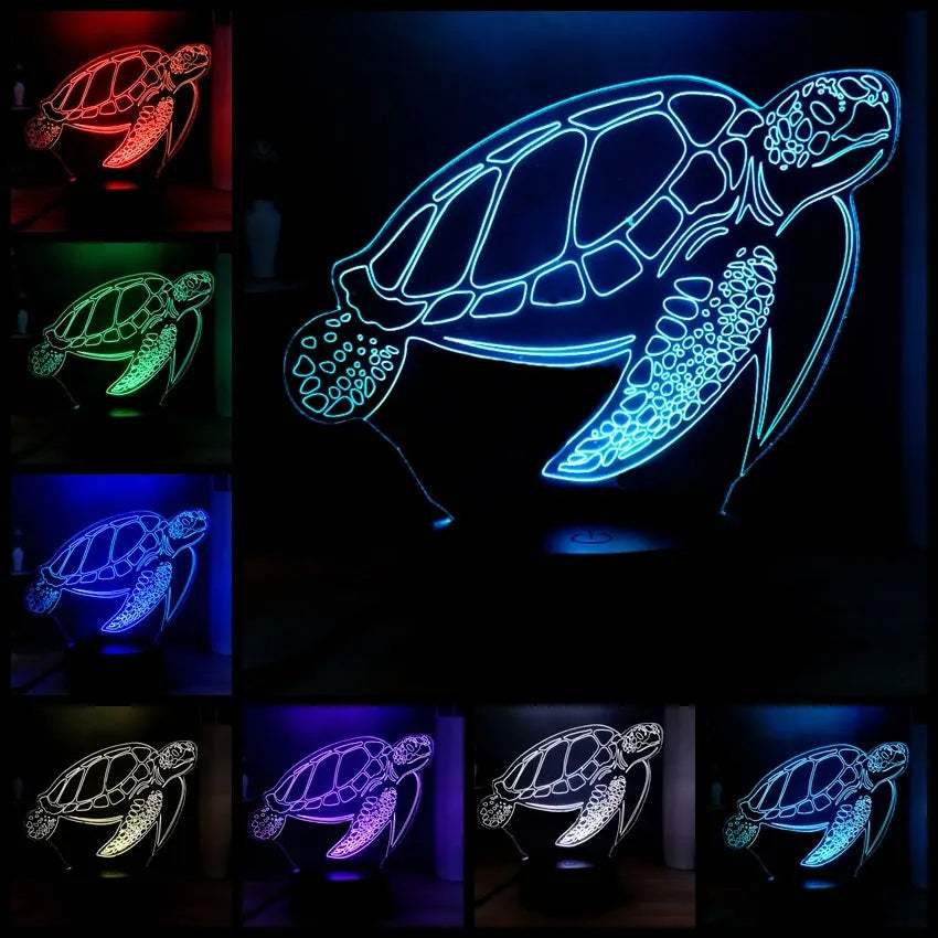 3D turtle-shaped LED night light with 16 colour changing options