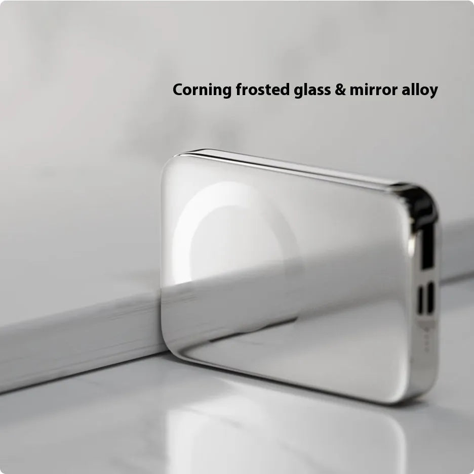 Portable wireless magnetic power bank 10000mAh 27W alloy case with soft leather case and fast charge cable