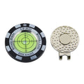 Golf level hat clip with green water display attached to golf hat brim