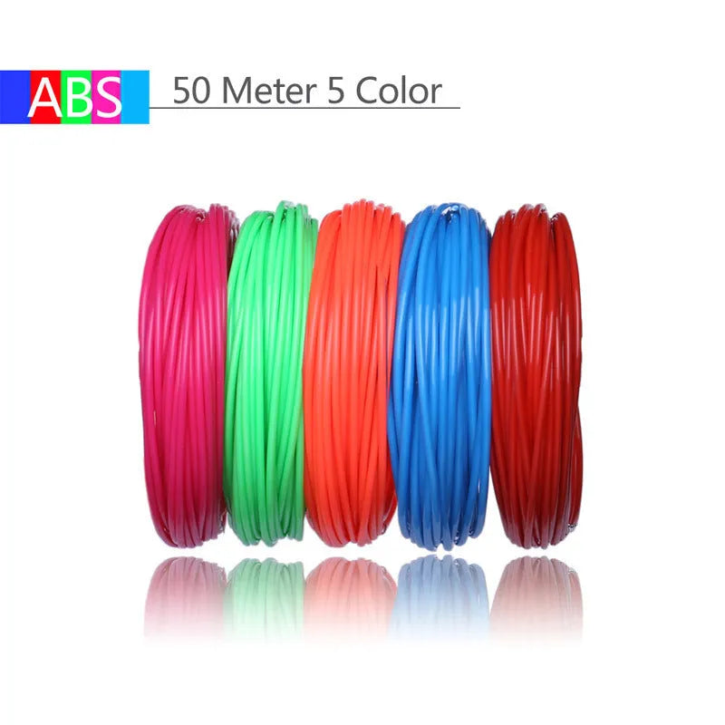 Circular ABS and PLA strip filament for 3D printing pens, 10m to 200m, 5 to 20 colours