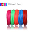 Circular ABS and PLA strip filament for 3D printing pens, 10m to 200m, 5 to 20 colours