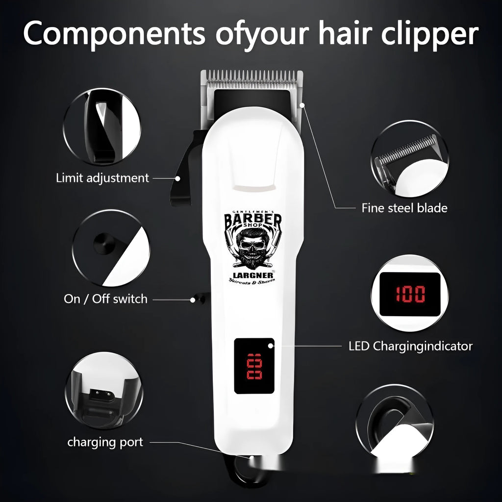 Rechargeable hair clipper with stainless steel cutter heads and USB charging port