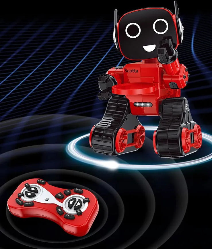 Remote intelligent robot toy with music and flash functions in white plastic, 26x16x14.5cm