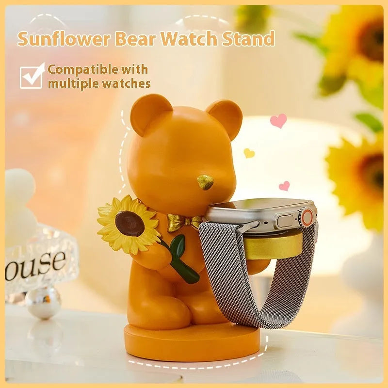 Resin watch charging bracket in cat and bear styles for Apple and Huawei smartwatches