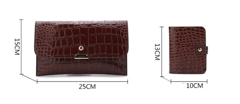 Women's black crocodile pattern cowhide shoulder bag with zip closure and silver tone hardware