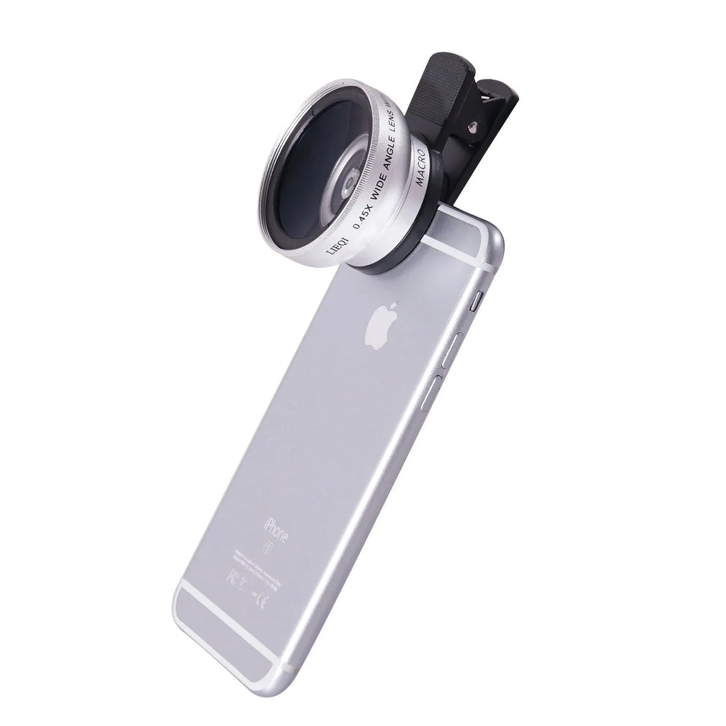 LIEQI 0.45X wide-angle mobile phone camera lens with macro function in metallic colours