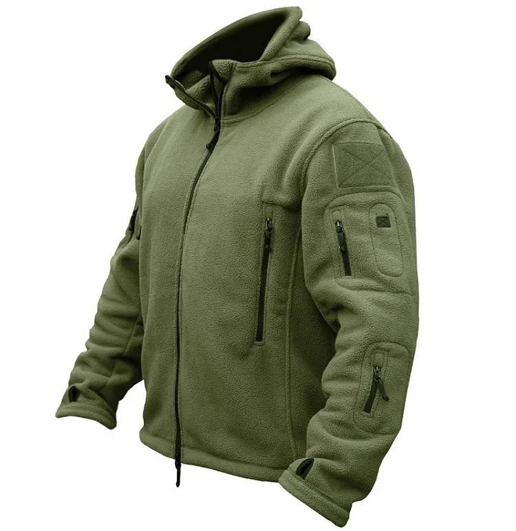 Men's military tactical hooded soft shell jacket in polyester cotton, Army Green, sizes S to 2XL