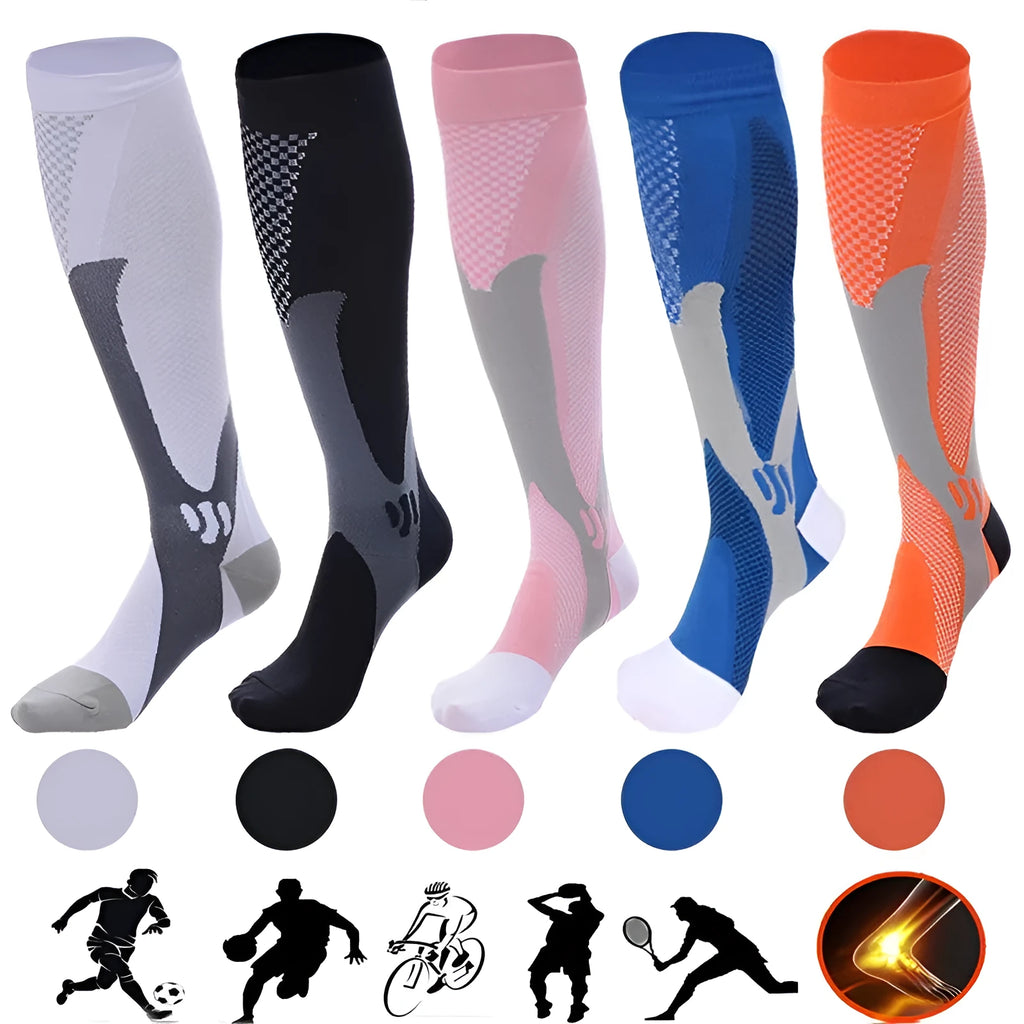 Graduated compression socks for men and women in athletic fit design for running and travel