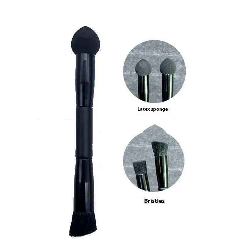 Black sponge concealer brush with wooden handle for dark circle coverage