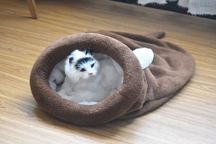 Cloth cat and dog sleeping bag nest mat with big ears and small tail, available in 50x40cm or 65x55cm